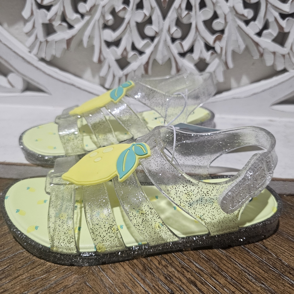 NEW Cat & Jack Kids Lemon Sandals - Clear and Yellow (Scented) Size 7 - Picture 3 of 4